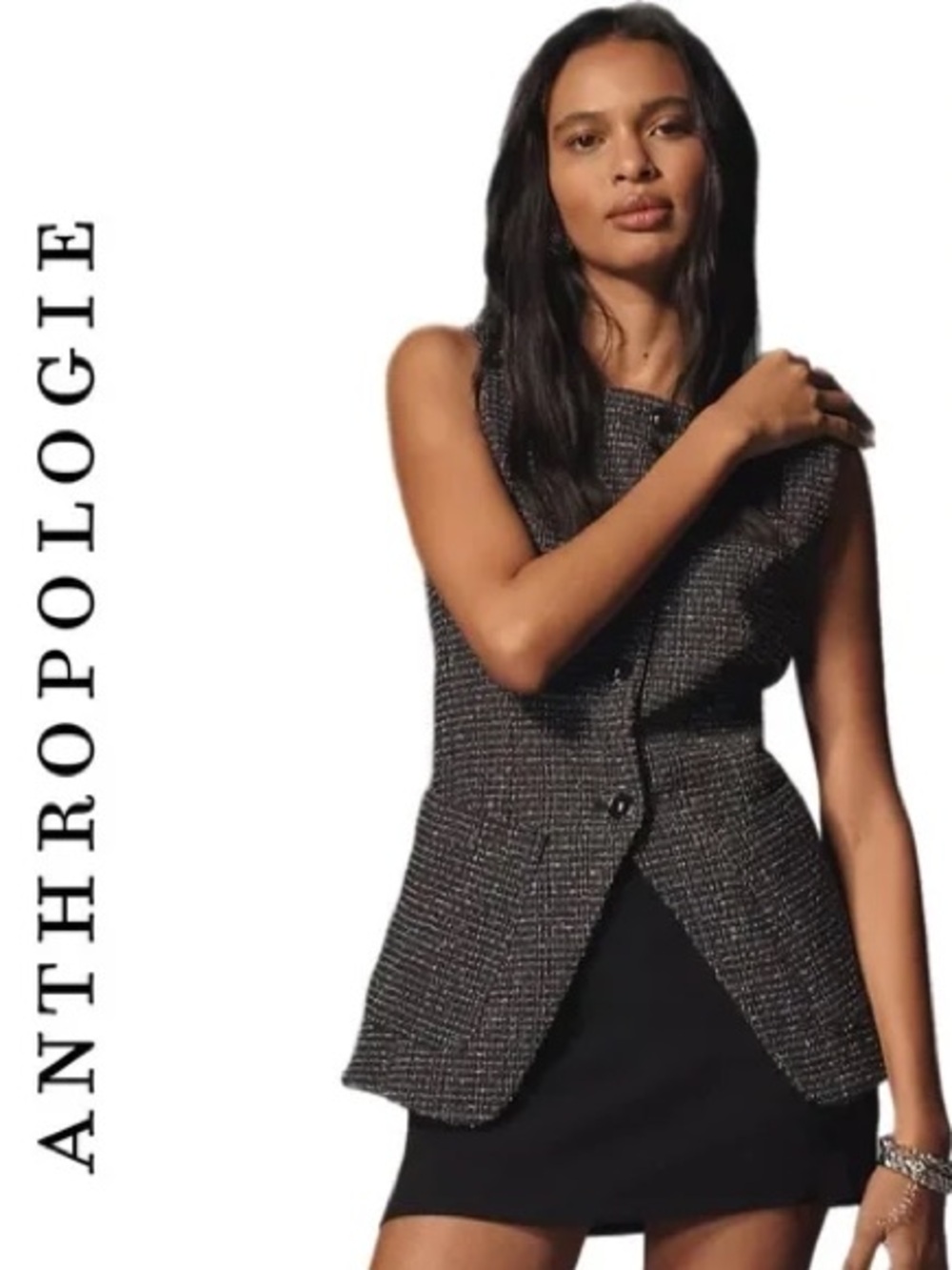 Maeve Black Tweed Vest